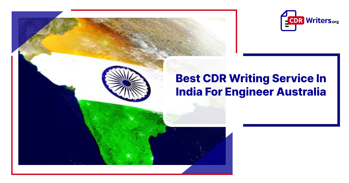 Promotional graphic for the best CDR writing service in India, featuring a stylized map of India with the Indian flag, targeting engineers seeking opportunities in Australia.