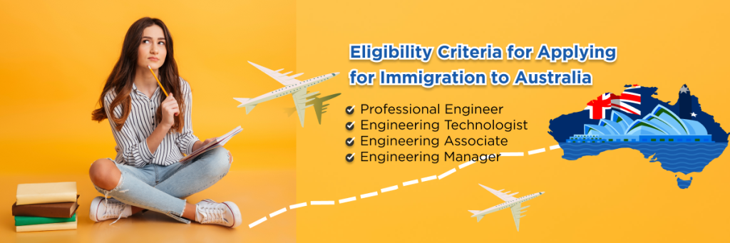 A document with the title "Eligibility Criteria for Applying for Immigration to Australia" written in bold letters